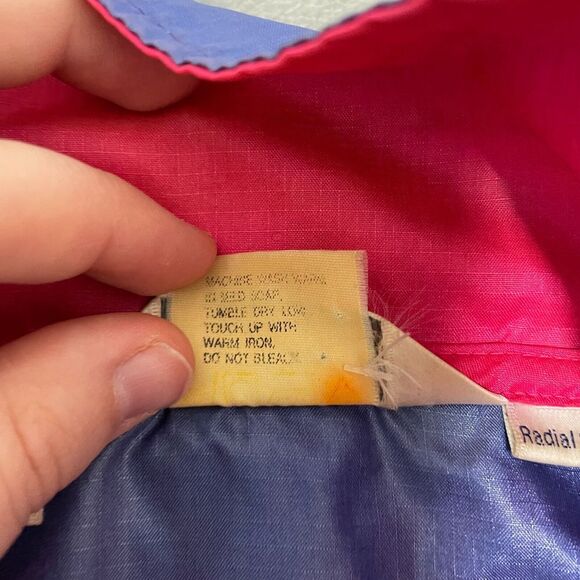 Columbia Jacket Mens Large Purple Vintage 80s Windbreaker 1/2 Zip Radial Sleeve - Picture 10 of 13